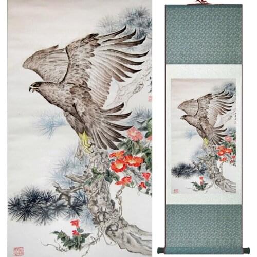 Eagle painting Home Office Decoration Chinese scroll painting eagle on Pine tree painting eagle picture SCGS2017120309