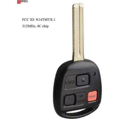 Keyecu Replacement Remote Control Car Key With 2 1/ 3 Buttons & 312MHz & 4C Chip - FOB for Lexus RX300 1999-2003 FCC: N14TMTX-1