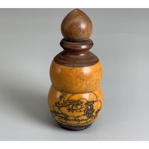 China Bone carving maitreya Buddha Snuff bottles crafts statue