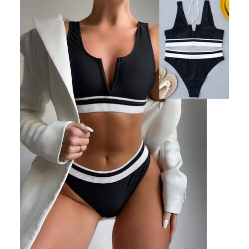 Two Piece V Neck Striped Swimwear Women Casual Sleeveless Swimming Tops Shorts Beach Bathing Suit