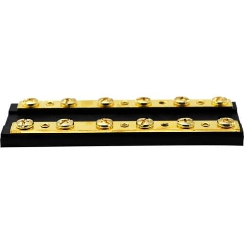 Brass Dual Bus Bar Power Distribution Block, 60A DC 32V for Cars Truck Ship