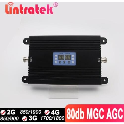 Lintratek 2G 3G Mobile Signal Amplifier FDD 4G 850 1800 1700 1900 Dual-band 80db LCD Display Booster for 2G 3G 850 1700 SIGNAL