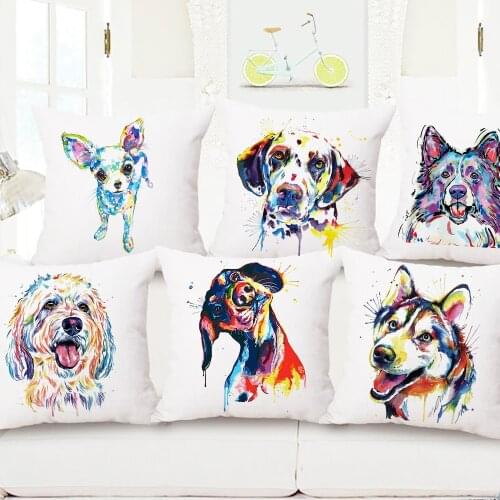 Fashion Colorful Dog Printed Cushion Cover Dachshund Soft Polyester Pillowcases Home Decorative Car Chair Throw Pillows Cojines