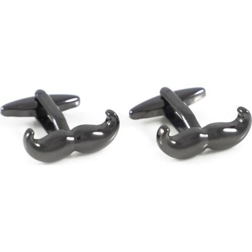 Novelty Gunmetal Plated Black Mustache Cuff Links Fathers Day Birthday Gift Cuff Links Wedding Cuff Links