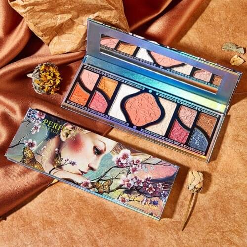 11 Colors Ancient Relief Flower Eyeshadow Palette Chinese Noble Style Makeup Pearly Sequins Luxury Eye Shadow Dropship TSLM1