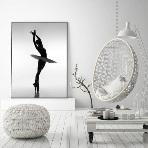 Ballet Girl Black White Canvas Poster Nordic Style Print Painting Decoration Picture Dancing Gesture Home Decor Unframed