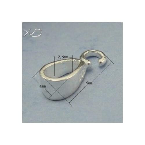 Top Quality!!10pcs/lot Solid sterling 925 silver pendant Bail Clasp 4*9mm Genuine Silver Jewelry Findings,Promotion Price
