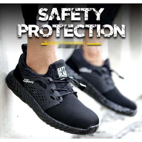 Work Safety Boots Men Shoes Sneakers Breathable Anti-Smashing Lightweight Work Boots Indestructible Sneakers With Steel Toe Cap