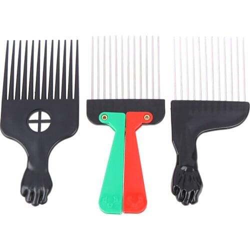 1pc Salon Black Fist Afro Metal Comb African Hair Comb Hairdressing Styling Tool