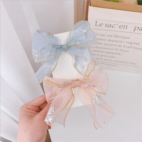 Fashion Barrette Bow Streamer Hair Scrunchies Elastic Hair Band Satin Ribbon Super Fairy Organza Girl Streamer Hair Accessories