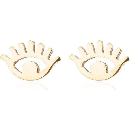 New Fashion Small Tiny Hip Hop Turkish Eye Earring Evil Eye Piercing Earrings Brincos Bff Gift 2021 Stainless Steel Jewelry