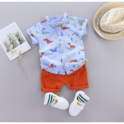 Cute Infants Boys Clothes Sets Cotton Short Sleeve Baby Tops+Shorts Newborn Cartoon Clothes