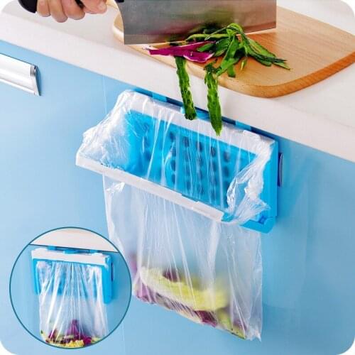 Garbage Bag Storage Rack Cabinet Door Back Type Garbage Fixing Bracket Kitchen Plastic Foldable Shelf