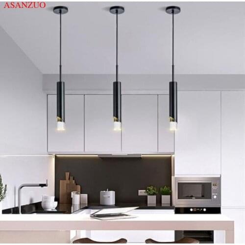 Led Pendant light Brass black tube droplight fixture Kitchen Island Dining Room Shop Bar Counter Decoration