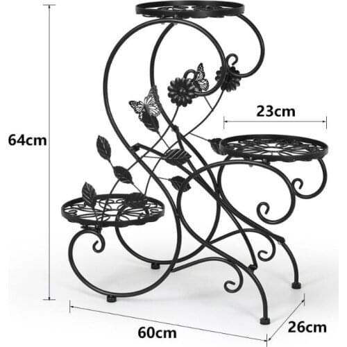 Iron Metal Flower Display Rack Frame 3 Layers Garden Courtyard Balcony Flowerpots Rack Stand