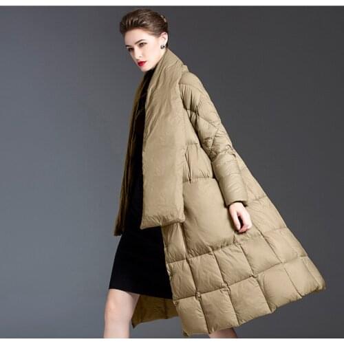 Female White duck down coat 2020 new A-shaped thick down jacket women Mid-length long coats women loose plus size winter jacket