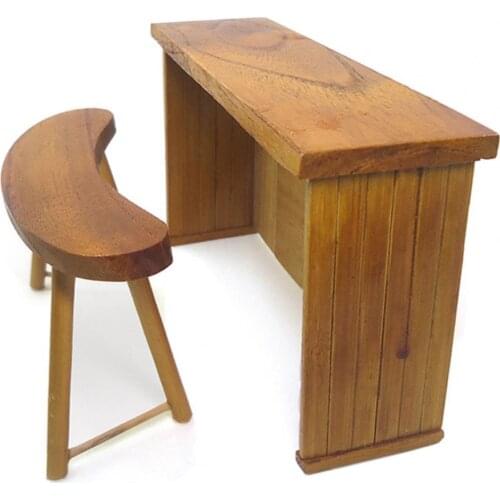 1/12 Dollhouse Wooden Table Chair Set Model Furniture Toy Miniature Accessory