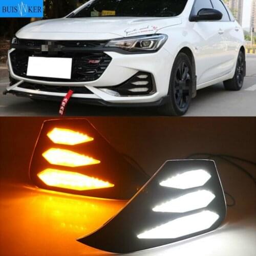 1 Pair For Chevrolet Monza RS 2019 2020 DRL LED Daytime Running Lights Fog Lamp Yellow Turn Signal Lamp