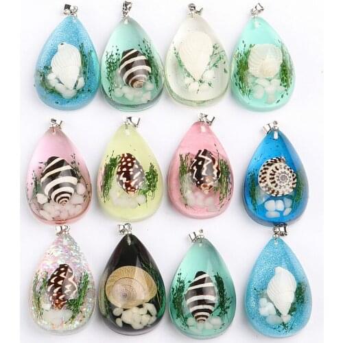 1pc Creative Ocean Starfish Conch Charms Jewelry Making Color Transparent Plexiglas Glass Pendant for DIY Necklace Accessories