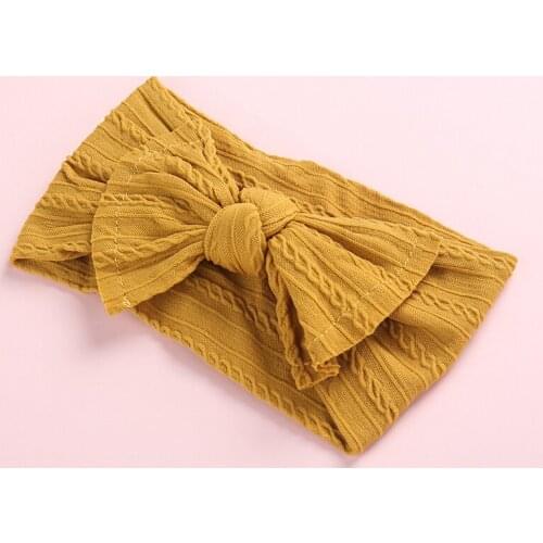 1PCS Braid Bows Nylon Headbands,Cable Knit Knotbow Wide Nylon Headband Turban,Newborn Baby Girls Head Wraps Hair Accessories