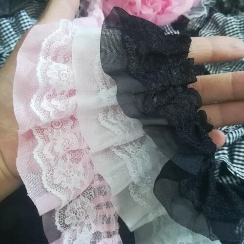 1Yards New Embroidery Lace Fabric Chiffon Material Fabric Guipure 5cm Ribbon Applique Lace Trimmings For Sewing Tulle Dress RG36