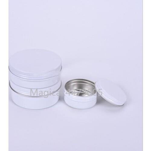 10g 15g 20g 30g 50g 60g 80g 30pcs Aluminum Jars Empty Cosmetic Makeup Cream Lip Balm Gloss Metal Aluminum Tin Containers White