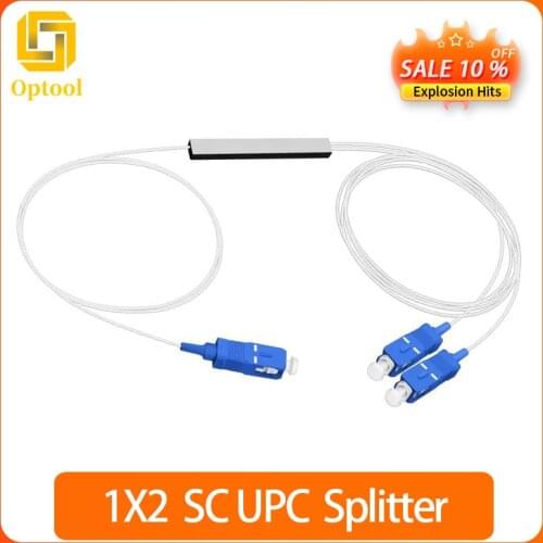 SC/UPC Fiber Optical PLC Splitter 1X2/10pcs SC/UPC steel tube type 1x2 0.9mm Fiber Opitc Splitter Micro-enclosed Splitter
