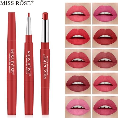 10pcs/lot MISS ROSE Matte Lipstick Lips Pencil Makeup Set Lasting Waterproof Moisturizer Lip Stick Nude Red Cosmetics Tool Kit