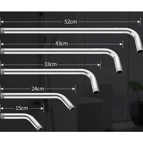 15cm-60cm Stainless Steel Shower Head Extension Arm Kit 90° Wall Mounted Tube Rainfall Shower Head Arm for Bathroom Hardware