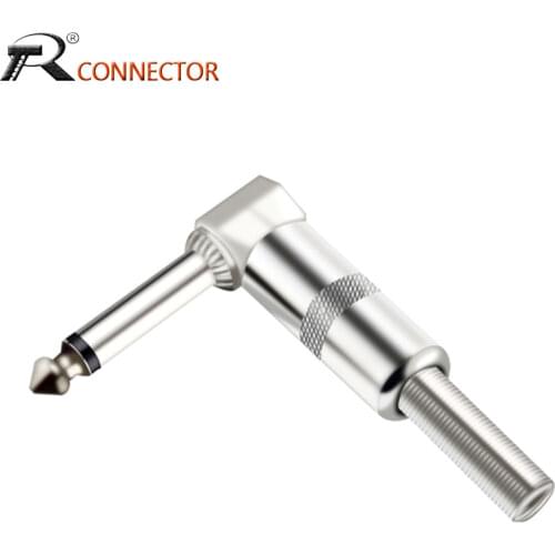 1PC Right Angle 6.35mm Jack Microphone plug Speaker Assembly 6.3mm mono Nickle plated Audio Plug Spring Wire Connector