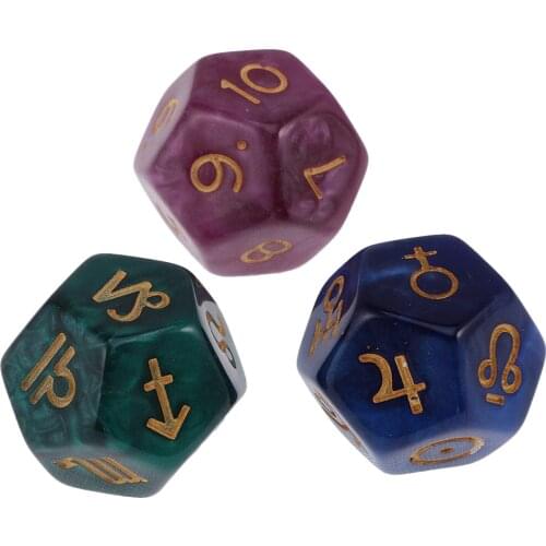 3pcs Astrological D12 Dices Fortune Telling Divination Tools 12 Sided Polyhedral Dice Toy