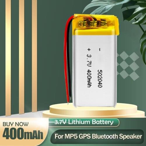 502040 3.7V 400mAh Lithium Polymer Li-ion Rechargeable Battery For MP3 MP4 Beauty Instrument LED Light Bluetooth Headset Speaker