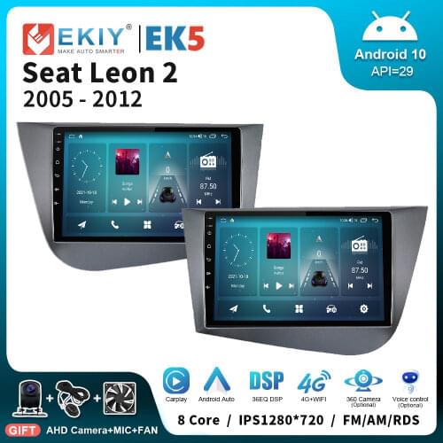 EKIY 1280*720P Car Radio Android 10.0 For Seat Leon 2 MK2 2005-2012 Stereo Multimedia GPS Navigation Autoradio Head Unit No DVD