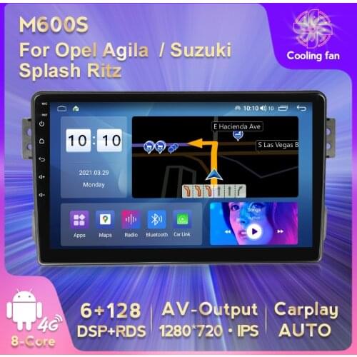 IPS HD 1280*720 Android 11 6+128G Car GPS Navigation DVD Multimedia Player for Opel Agila 2008-2014 Suzuki Splash Ritz 2008-2012
