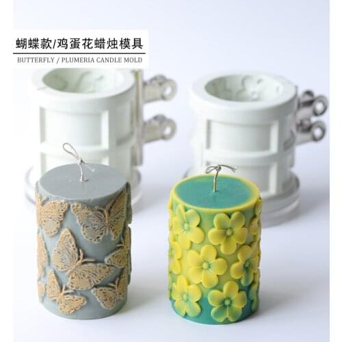 Butterfly Flower Cylindrical Embossed Candle Mold Home Decoration DIY Material Scented Candle Making Plaster Mold Home Decor