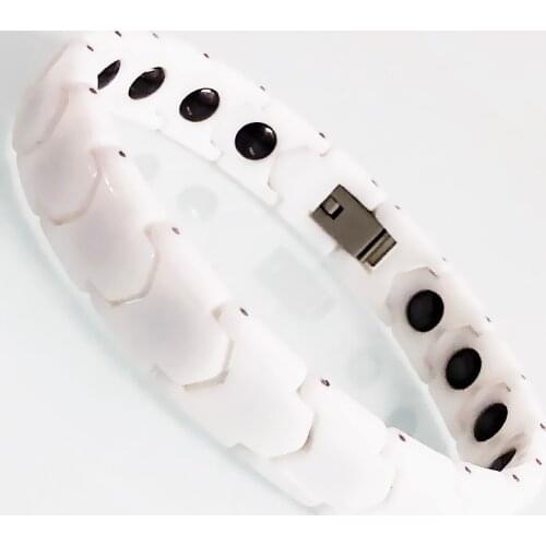 Men Women Elegant White Ceramic On Hand Bracelets Health Care Hematite Magnetic Therapy Bangle Homme Wristband Armband Jewellery
