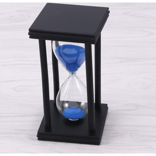 30 Minutes Hourglass Sand Timer Vintage Blue Sand Clock Tea Timer Home Decoration Gift (White Frame, Blue Sand)