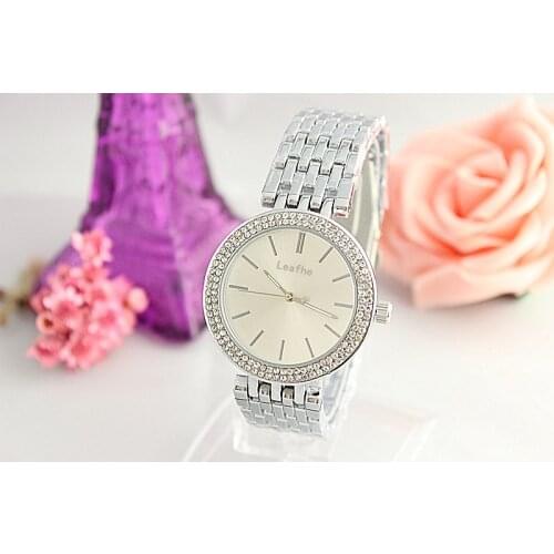 Fashion Brand Women Diamond Watches Silver Gold Round Stainless Steel Band Quartz Watch Female Simplicity Clock Mujer Relogios