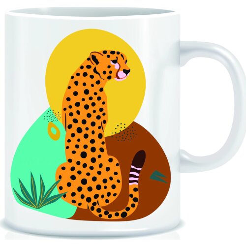 Custog Porcelain Mug Fun Design For Coffee Funny Gifts for Women and Men 12oz Leopard