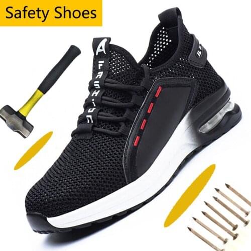 Lightweight Steel Toe Shoes Cushion Work Shoes Indestructible Men Work Safety Shoes Men Breathable Summer Cool Athletic Sneaker