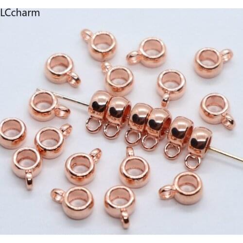 50pcs Metal Rose Gold Smooth Spacer Beads Connectors Charms Pendants 4x6x9mm Bracelet Necklace Jewelry Making