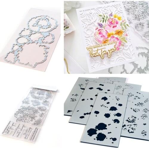 Flower letter pattern Metal Cutting Dies and Silicone Stamps Stencil for Scrapbooking Album Decoration Craft for DIY Greeting