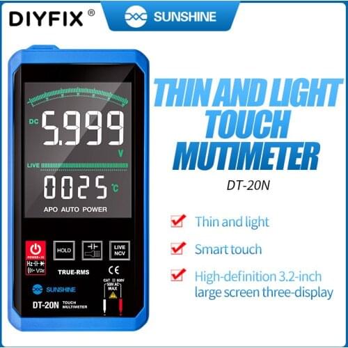 Sunshine DT-20N Mini Touch Multimeter High Definition Digital LCD Display Precision Components AC DC Voltage Current Meter Test