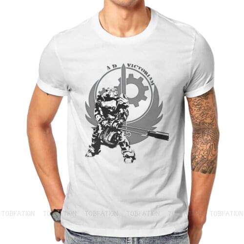 Fallout Game AD VICTORIAM Classic Tshirt Black for Men Big size T Shirt Harajuku Mens Tops Short Sleeve