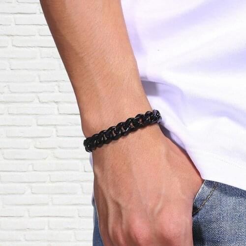 5/7/9/11mm Men Bracelet Cuban All-match Thicken Smooth Chain Male Retro Bracelet Jewelry Accessory