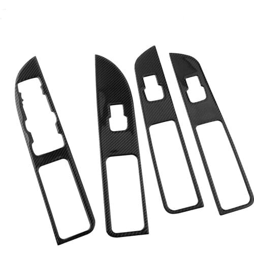 1 Set Black Carbon Fiber Car Window Switch Panel Cover Trim Frame Fit for Ford Explorer 2013 2014 2015 2016 2017 2018 2019 LHD