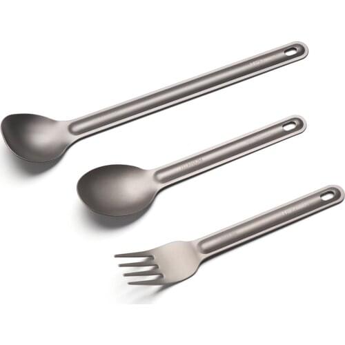 1PC Portable Light Titanium Long Handle Spoon Camping Tableware Cutlery Fork EDC Environmental Outdoor Picnic Accessories