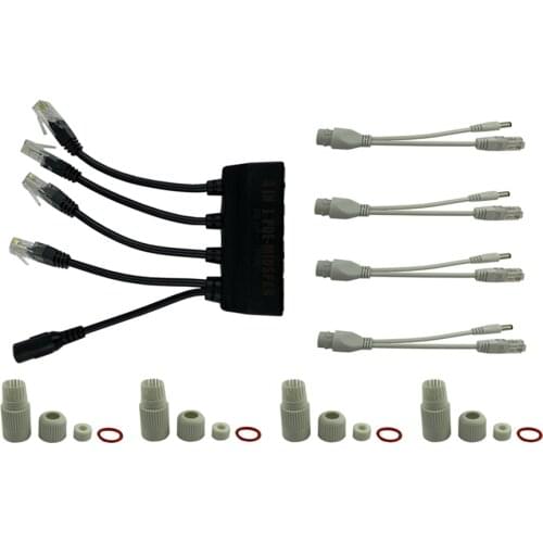 4 In 1 PoE Midspan Splitter Power Over Ethernet 10/100Mbps 2A DC 5V 12V 24V 48V 52V Tape Screened For IP Camera