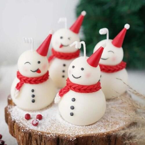 Christmas Snowman Silicone Mold DIY Candle Soap Plaster Soybean Wax Resin Crafts Car Aromatherapy Baking Fondant Chocolate Molds