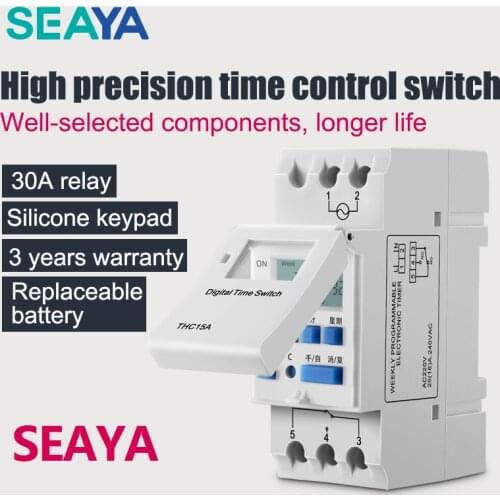 SEAYA Timer Din Rail Programmable Digital Timer Electronic Timer Switch 220v Control Module Time Controller